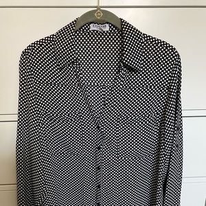 Express The Portofino Shirt Black with white polka dots